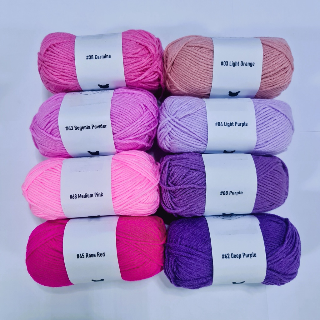 4ply YuiDiy Tím / Hồng / Xanh Tông Màu 4ply Sợi Cotton Sữa Trọng Lượng 50 Gram