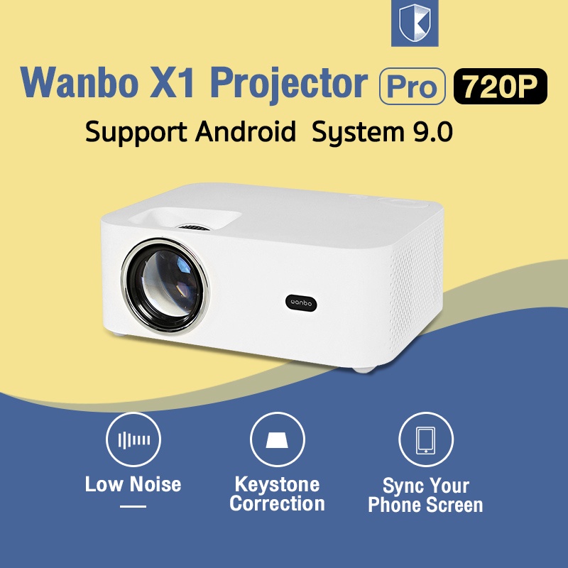 Máy chiếu Wanbo X1 Pro-Android 9.0 hỗ trợ điện thoại di động và máy chiếu 4k xem phim đồng thời (kết nối WiFi)