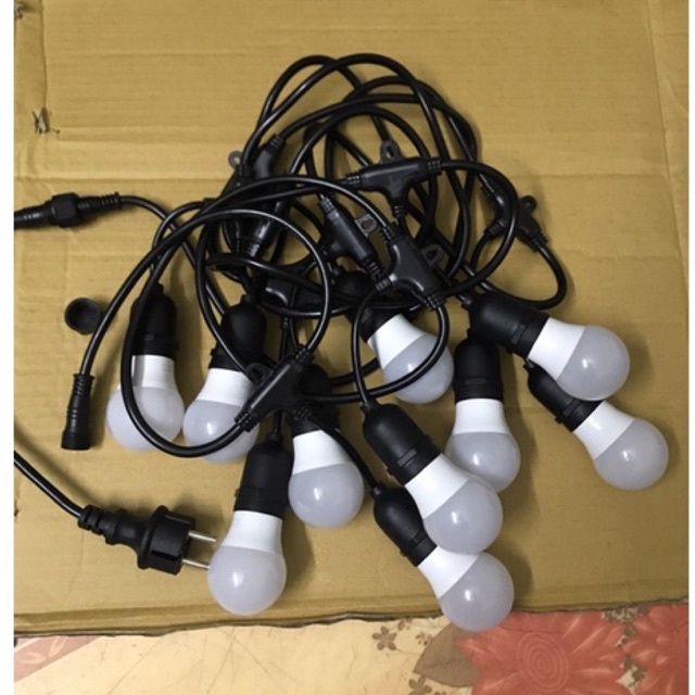 Dây Chống Nước 5m 10 Đui Cả Bóng, Dây Treo Thả Trang Trí Chống Nước.