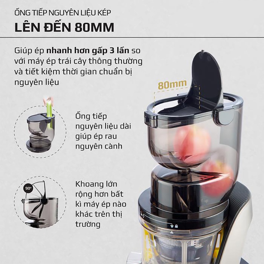 Máy ép chậm OLIVO, Máy ép trái cây thương hiệu Mỹ, công suất 400W bảo hành 10 năm lỗi đỏi mới trong 15 ngày. mã SJ189