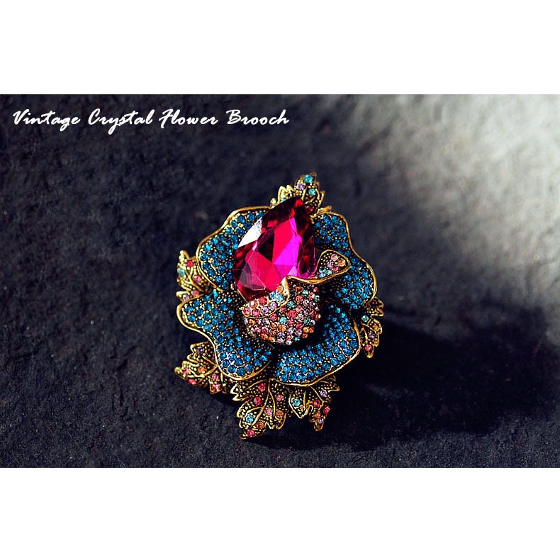 Ghim Cài Áo Hình Hoa Đính Đá Pha Lê Cao Cấp Phong Cách Hàn Quốc Sang Trọng