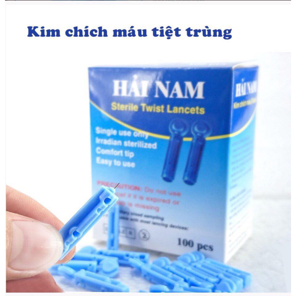 Kim chích máu thử tiểu đường Hải Nam. Dụng cụ lấy máu dùng cho các loại máy đo đường huyết - Hộp 100 kim