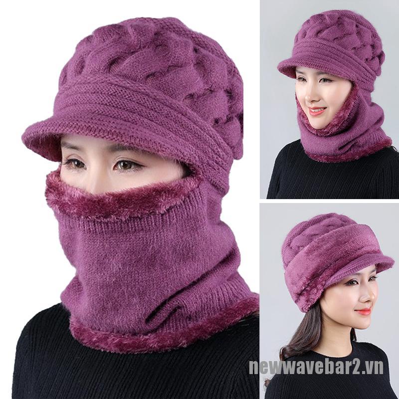 Bộ 2 Mũ beanie Dày Dặn Giữ Ấm Cổ Cho Nữ