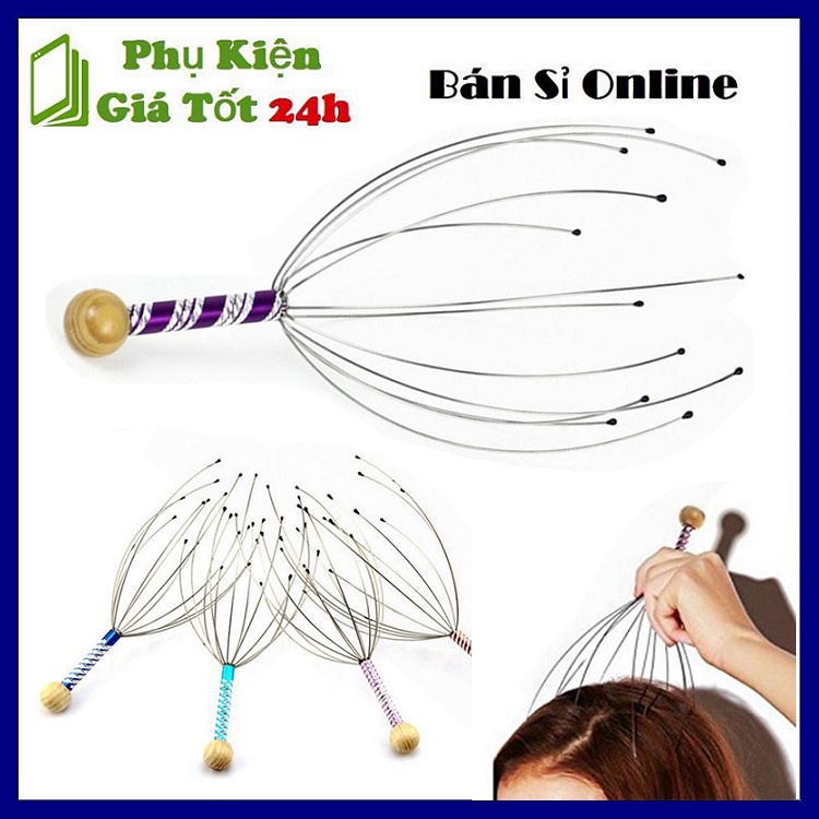 Dụng Cụ Massage Đầu Và Cổ Bạch Tuộc 12 Nhánh Châm Cứu Thông Minh, Giúp Thư Giãn, Giảm mệt Mỏi