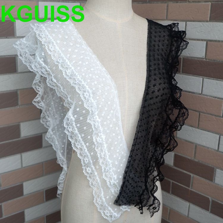 Miếng ren xếp ly trang trí lai áo/tay áo/cổ áo thủ công rộng 12-13 cm