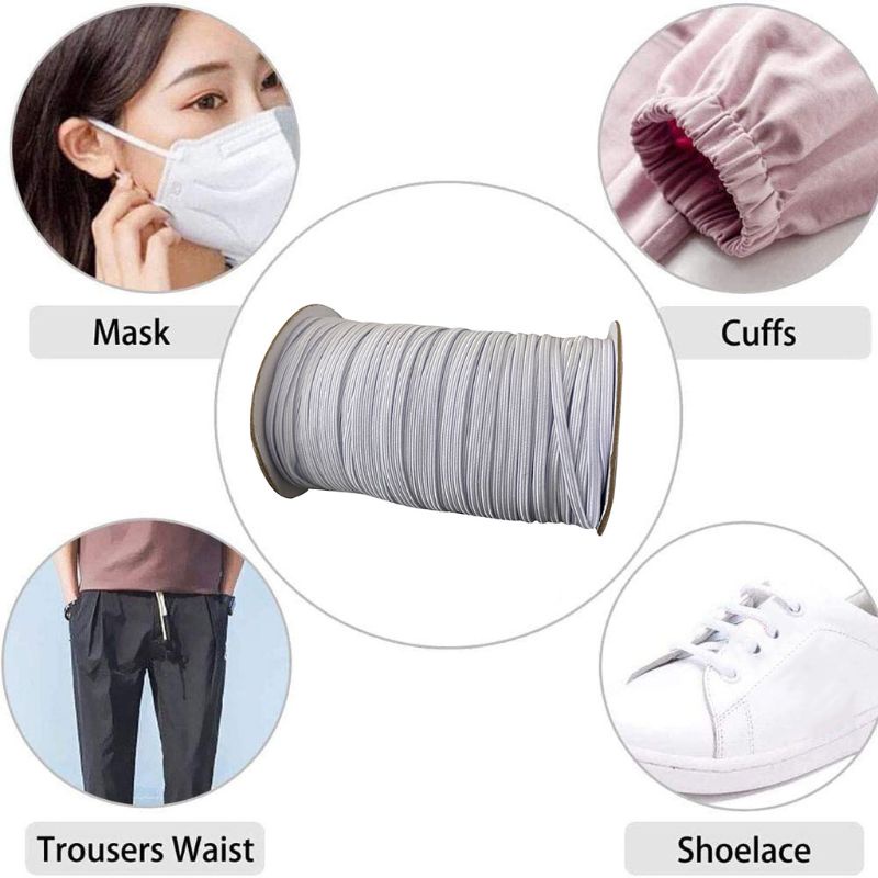 Cuộn Dây Thun Bản Dẹt Co Giãn 100Yards 3mm 4mm 5mm 6mm Làm Đồ Thủ Công DIY