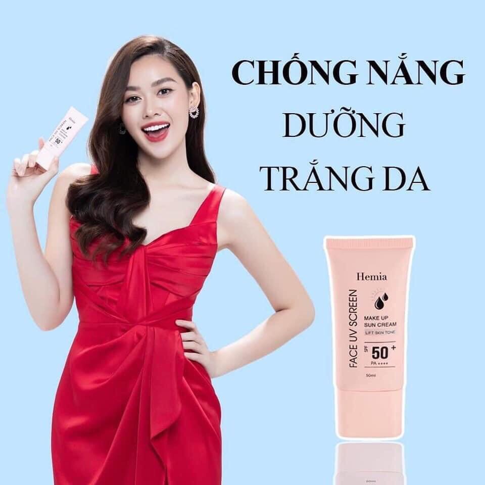 Kem chống nắng Hemia dưỡng trắng make up bảo vệ da, chống lão hóa- da dầu, da mụn, da khô, da thường - Hàn Quốc