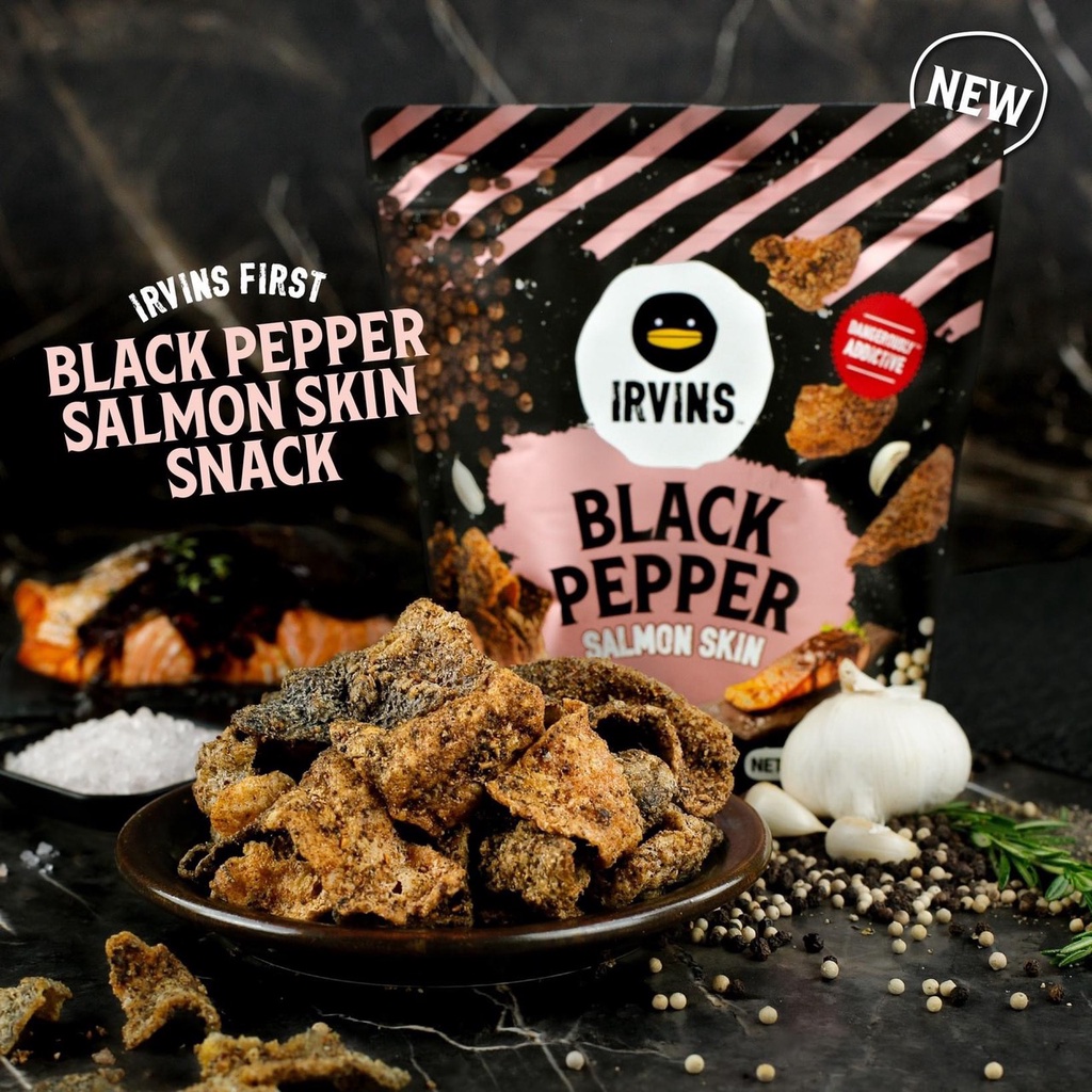 Da cá hồi IRVINS tiêu đen 105g- Black Pepper Salmon Skin 105g