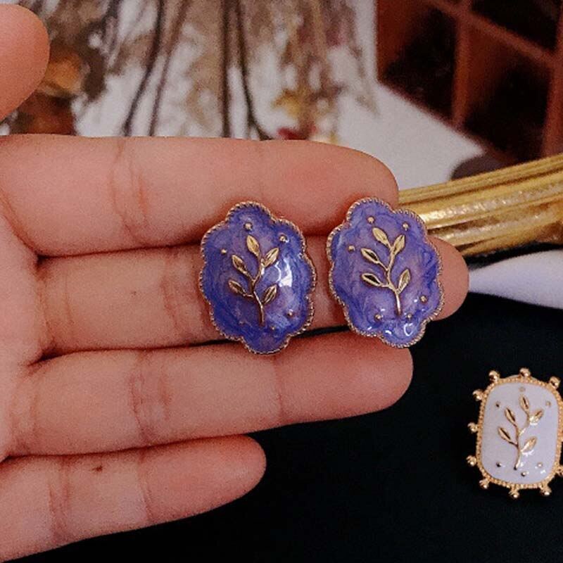 Bông Tai Hình Hoa Màu Tím / Trắng Phong Cách Bohemian Thời Trang Cho Nữ