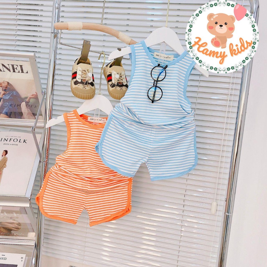 Bộ Ba Lỗ Minky Mom Chính Hãng Bé Trai Bé Gái Thun Lạnh Sọc Dệt Visco Quần Vát Cute Trẻ Từ 0-5 Tuổi Dưới 20kg - Hamykids