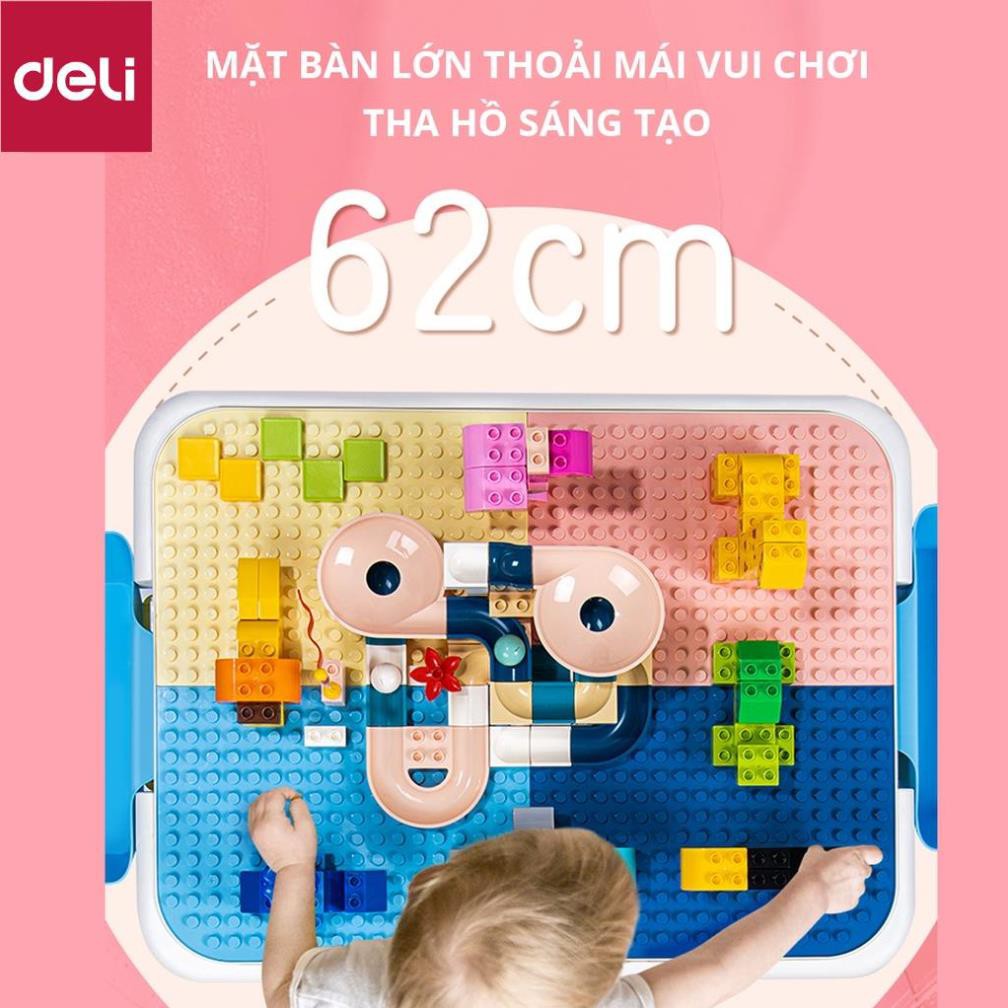 Bộ bàn ghế đồ chơi xếp hình cho bé Deli - có thể gấp gọn làm bàn học - 74541 [Deli]