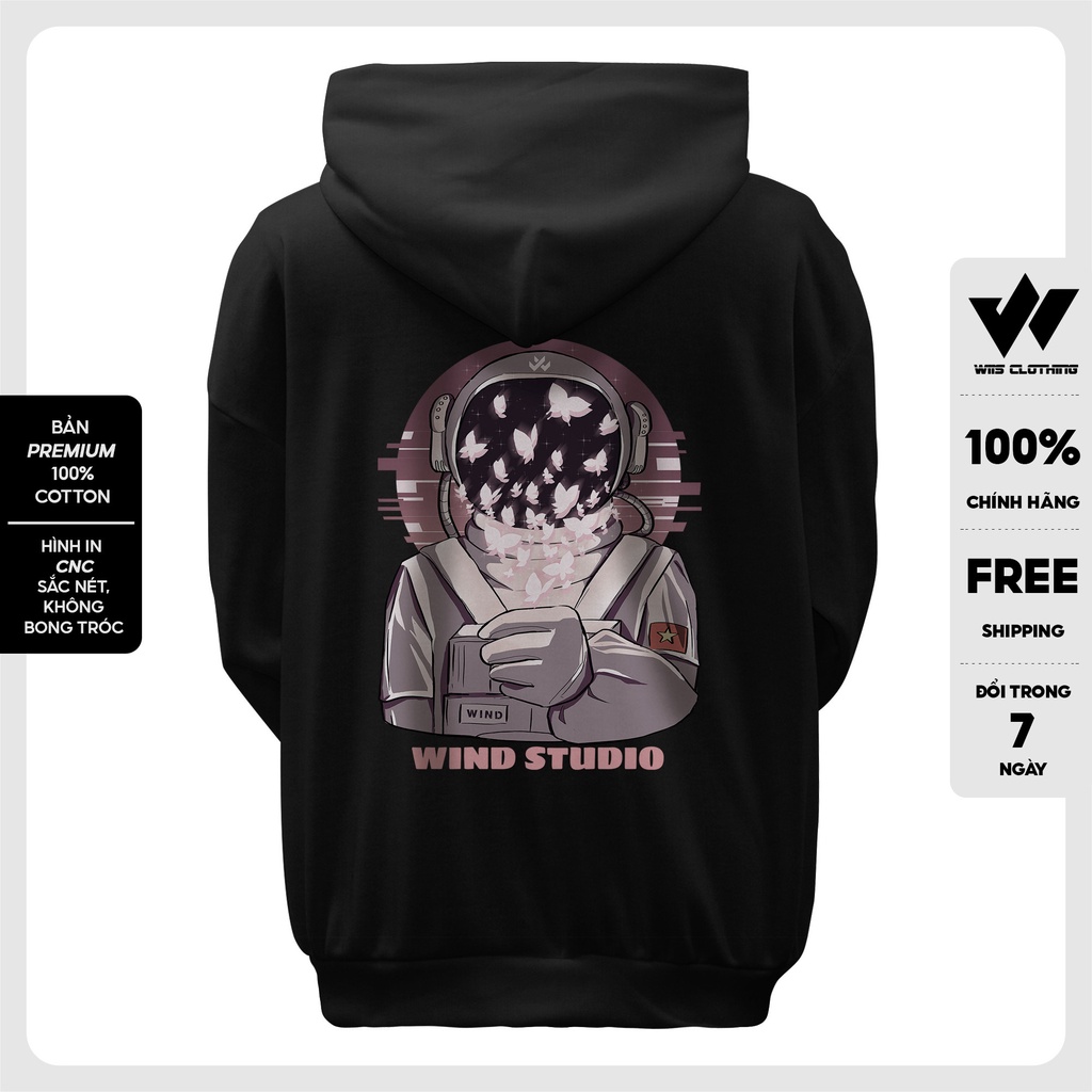 Áo hoodie form rộng WIIS bản Premium unisex nỉ bông Phi Hành Gia nam nữ oversize ulzzang