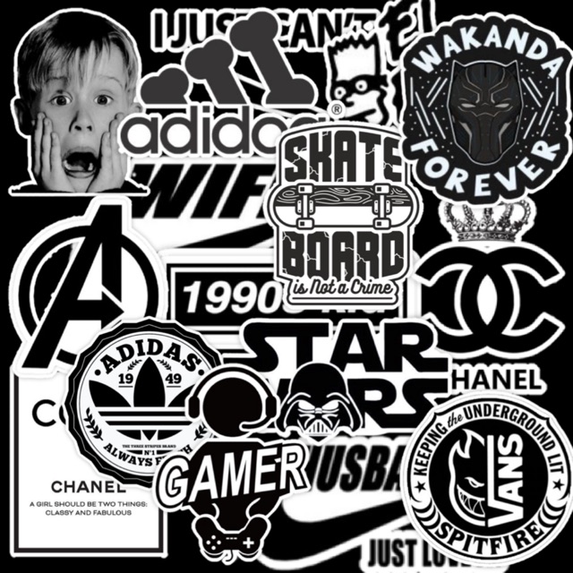 Set sticker big hero, vô diện, chó pug, local brand chủ đề trắng đen cá tính | BigBuy360 - bigbuy360.vn