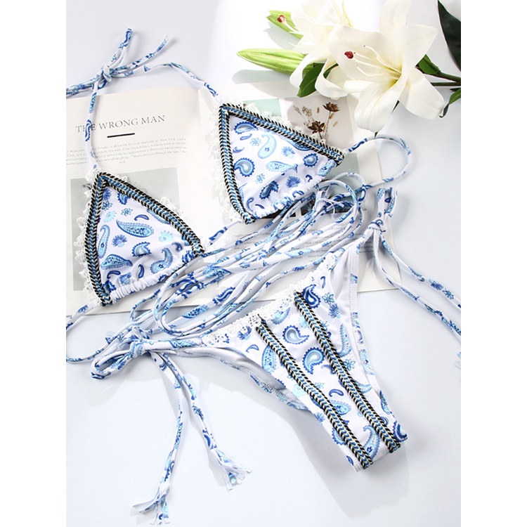 Bộ Bikini Hai Mảnh Lưng Cao Hở Eo Màu Hồng Đen Quyến Rũ Cho Nữ