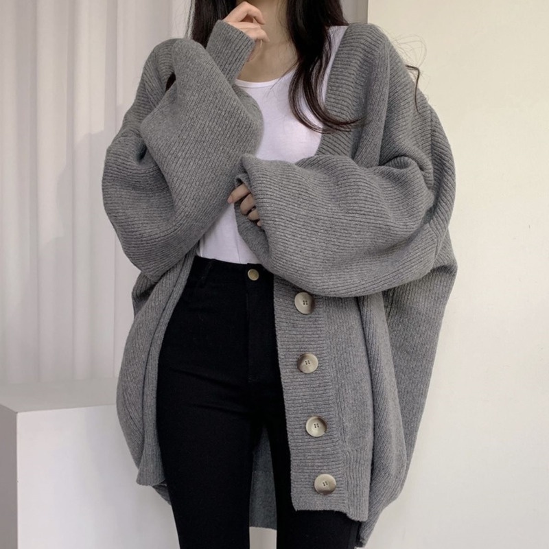Áo Khoác Len Tay Dài Màu Trơn Thời Trang Hàn Quốc