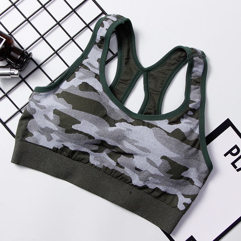 Áo ngực thể thao tập Gym Yoga chạy bộ có đệm tháo rời họa tiết Camo