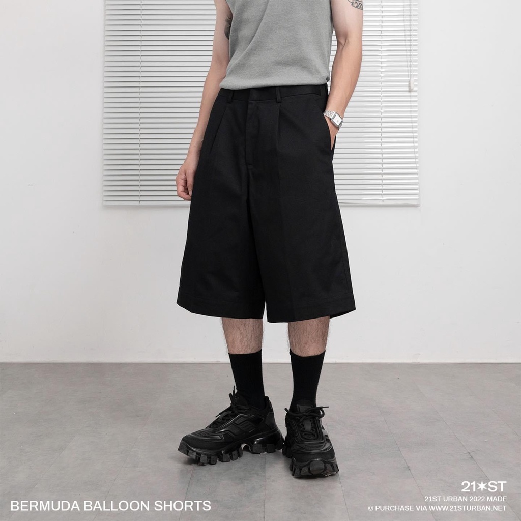 Quần shorts 21ST URBAN Black Balloon Shorts