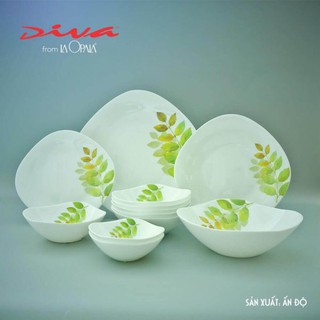 Bát Đĩa thủy tinh vuông Diva Ivory A.S (La Opala)
