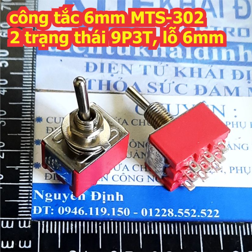 Công tắc gạt MTS-303 9 chân 3 trạng thái 9P3T, lỗ 6mm kde3333