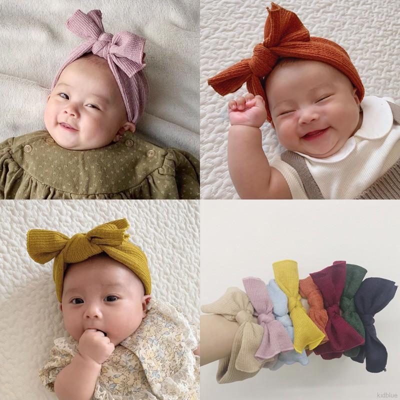 Băng đô kiểu nơ màu trơn dành cho bé gái