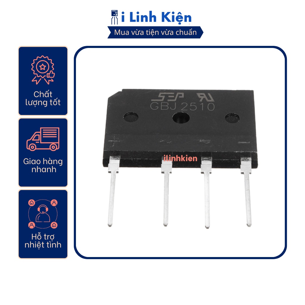 GBJ2510 Diode cầu 25A 1000V chính hãng SEB Đài Loan