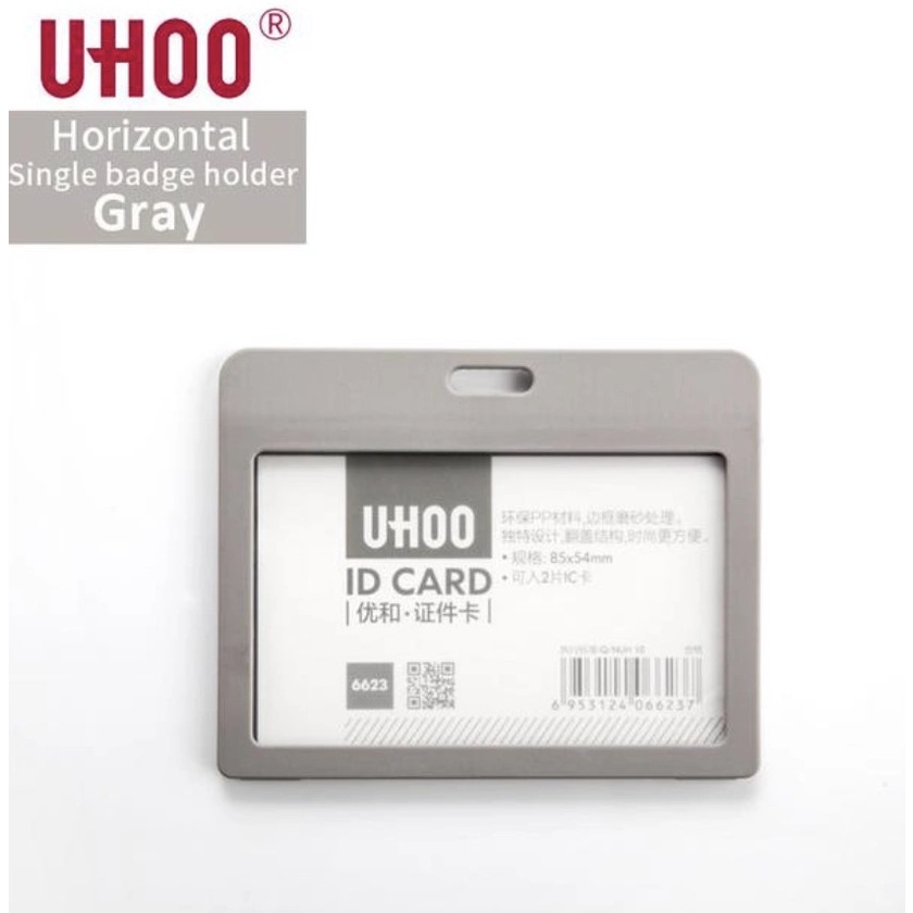 Thẻ đeo bảng tên nhân viên văn phòng nhựa cao cấp một mặt dọc và ngang UHOO 6623 – Văn phòng phẩm Sao Mai