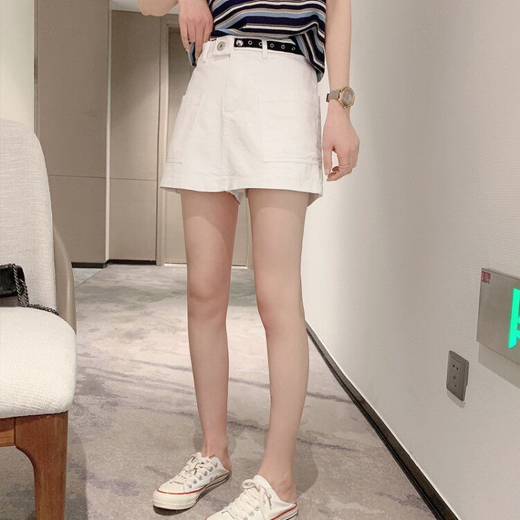 Elastic waist jeans skirt women's European station summer new versatile skirt and trousers loose, thin and wide leg A-shaped casual shorts