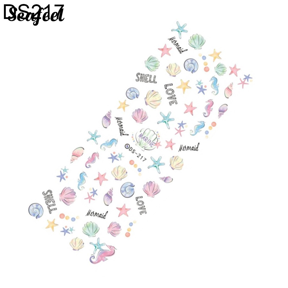 SF Waterproof Fish Shell  Starfish Nail Sticker Full Cover Wrap DIY Adhesive