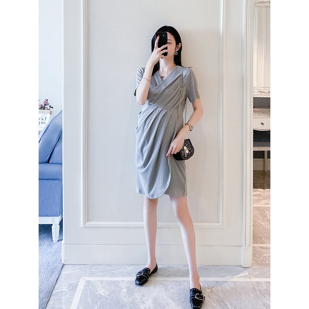 [ BIGSIZE 85kg ] VÁY ĐẦM BẦU THIẾT KẾ DỰ TIỆC CÔNG SỞ MÙA HÈ VẠT CHÉO CHO BÉ TI