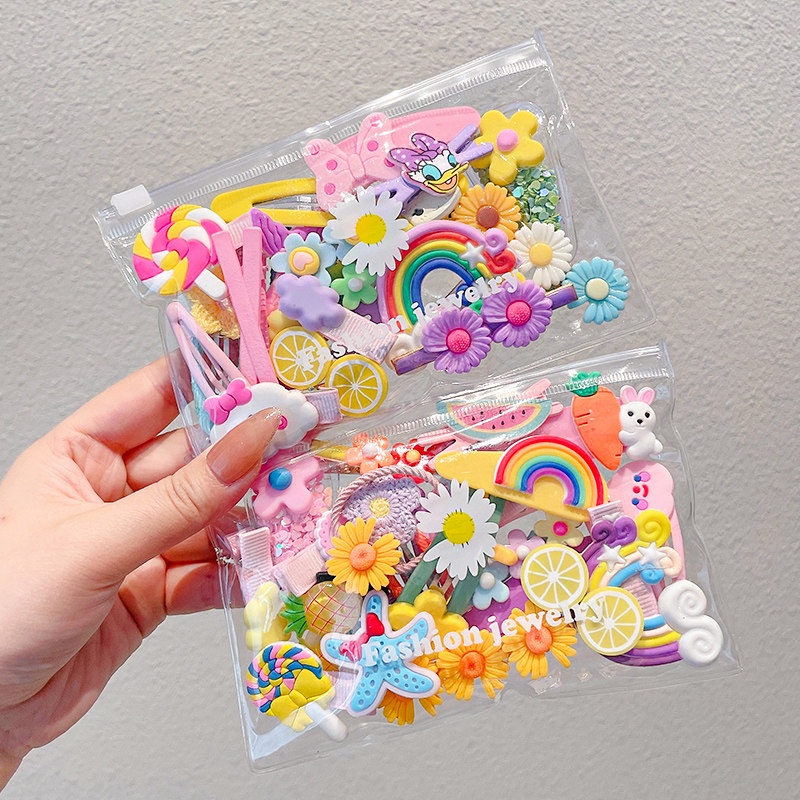 Bộ 14 Kẹp Tóc Acrylic Kiểu Dáng Hoạt Hình Phong Cách Hàn Quốc Dễ Thương