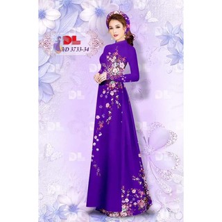 Áo dài may sẵn in 3d cổ 2p tay dài