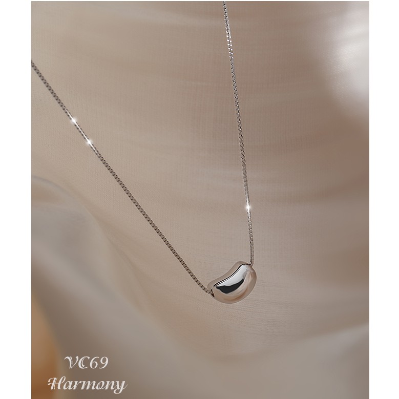 Vòng cổ, dây chuyền nữ bạc 925 cao cấp hình hạt đậu may mắn Sliver Bean đơn giản, xinh xắn VC69| TRANG SỨC BẠC HARMONY