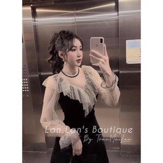 VÁY NHUNG PHỐI LƯỚI BI