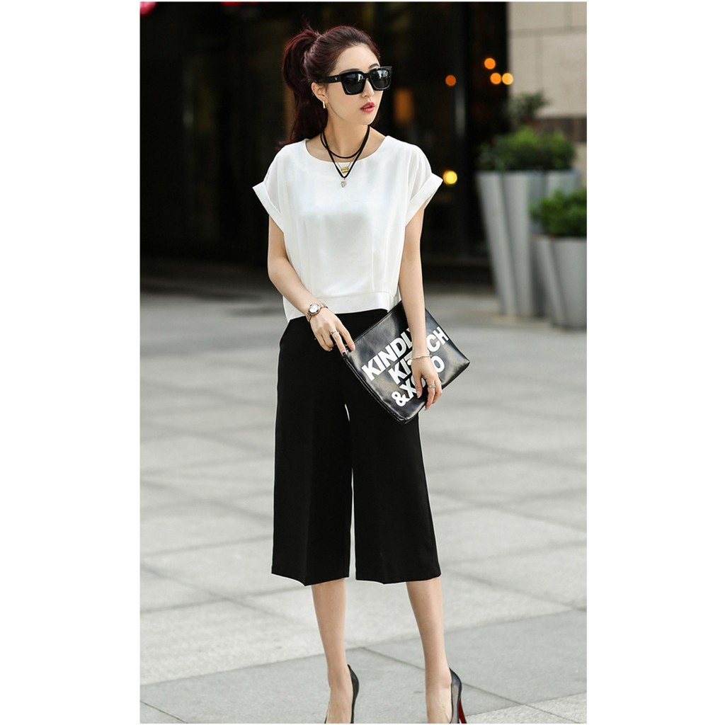 Quần lửng ống rộng - Quần Culottes mẫu 01