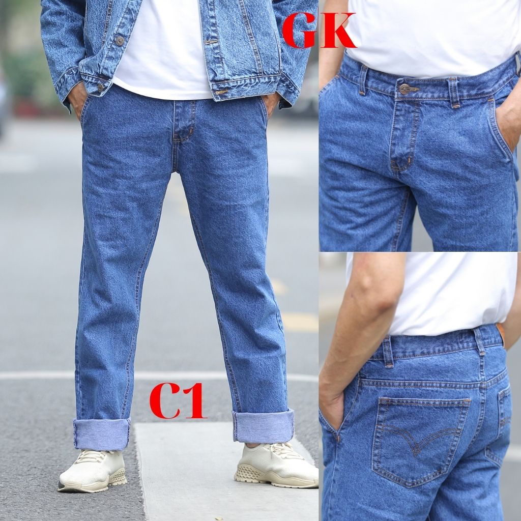 Quần jean ống suông ,chất cotton không co giản ,ống rộng 19-21cm ,full size 28-36 ,quần bò trung niên cao cấp