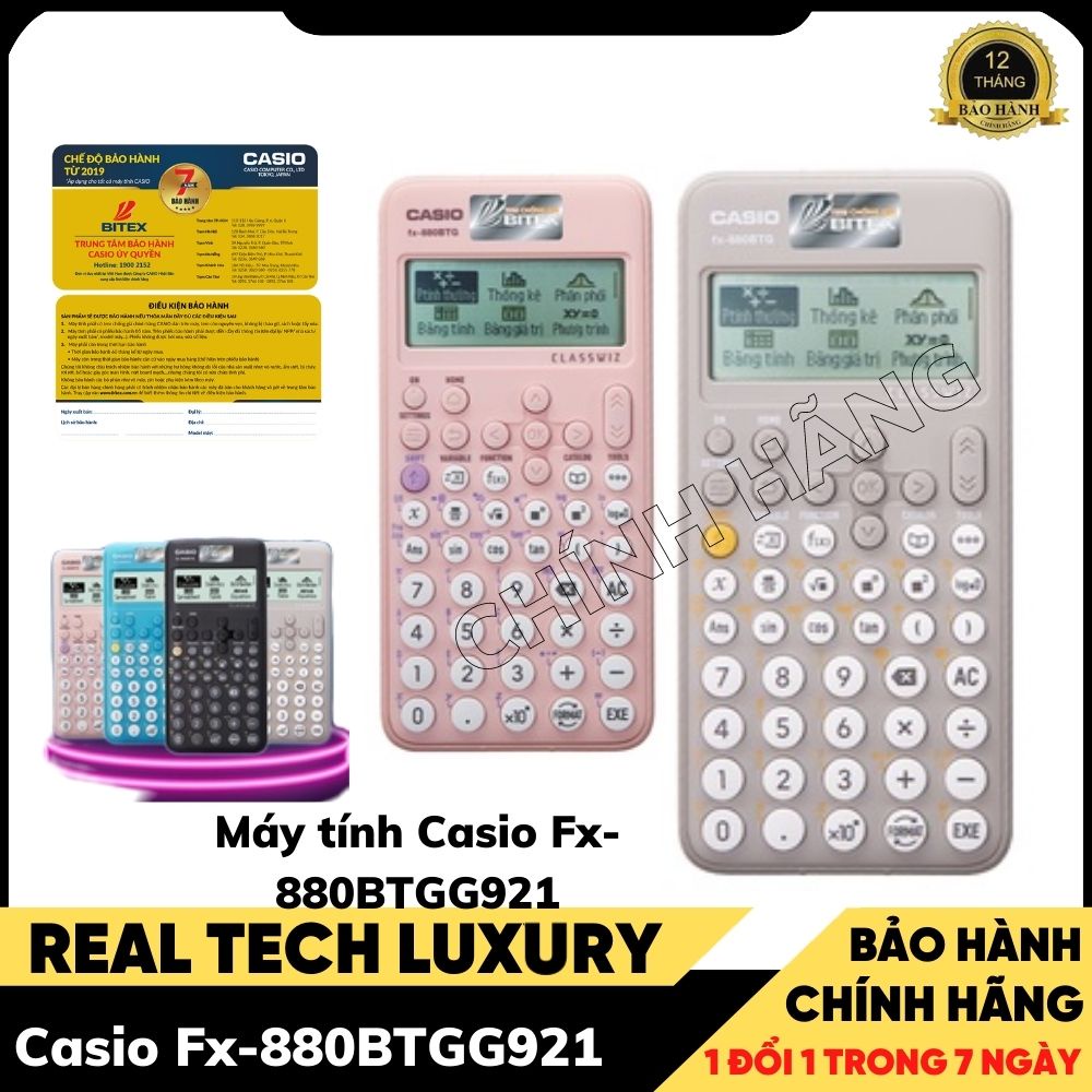 Máy tính học sinh Casio Fx-880BTG thế hệ mới nhất dành cho học sinh cấp 2, cấp 3, đại học, bảo hành 7 năm hỗ trợ 1 đổi 1