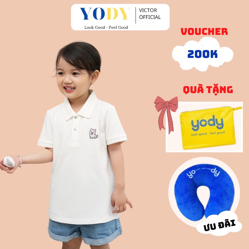 Áo Polo Trẻ Em YODY Pique Mắt Chim Thêu Ngực, Áo Thun Cộc Tay Cho Bé Phối Cổ Thoáng Mát An Toàn Cho Bé APK5028