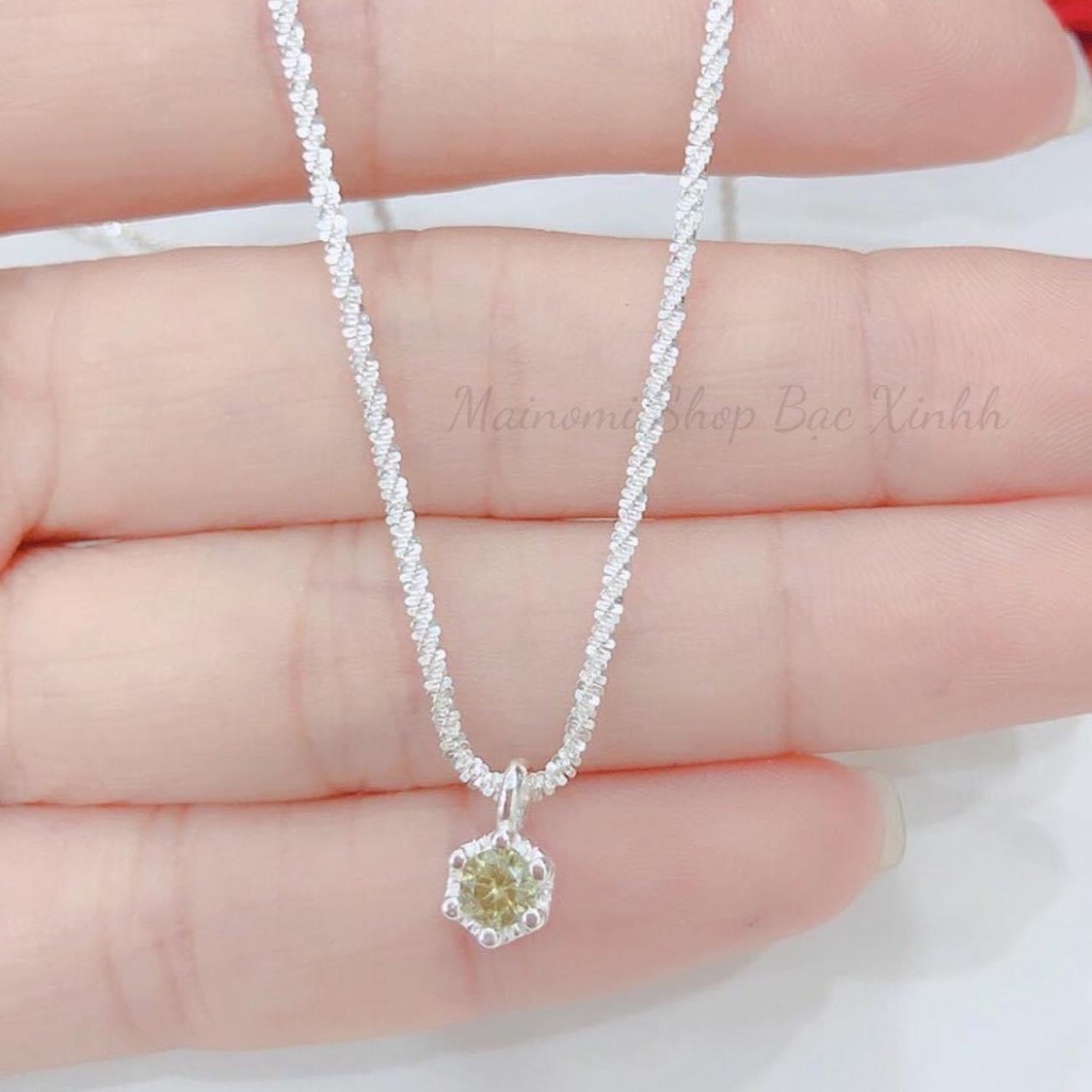 Dây chuyền mặt ổ đá xanh lá MAINOMI 2 kiểu dây xinh xắn mới lạ