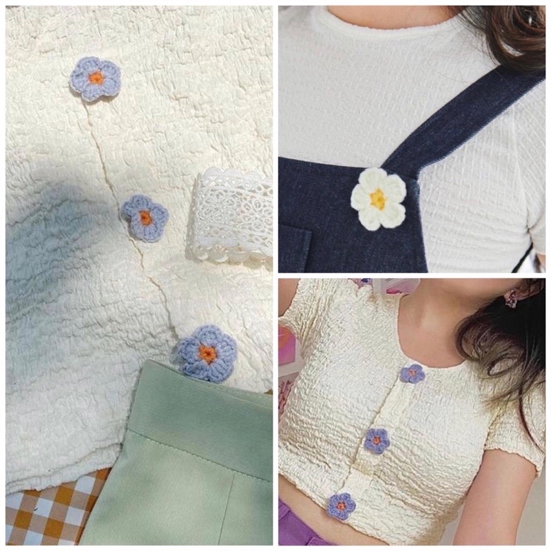 Ghim/pin cài hoa hot trend nhiều màu cài balo, quần áo, túi tote dễ thương thời trang