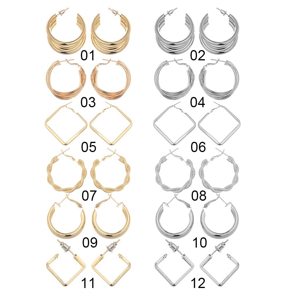 Đôi khuyên tai kim loại nhiều kiểu dáng hình học tùy chọn thời trang