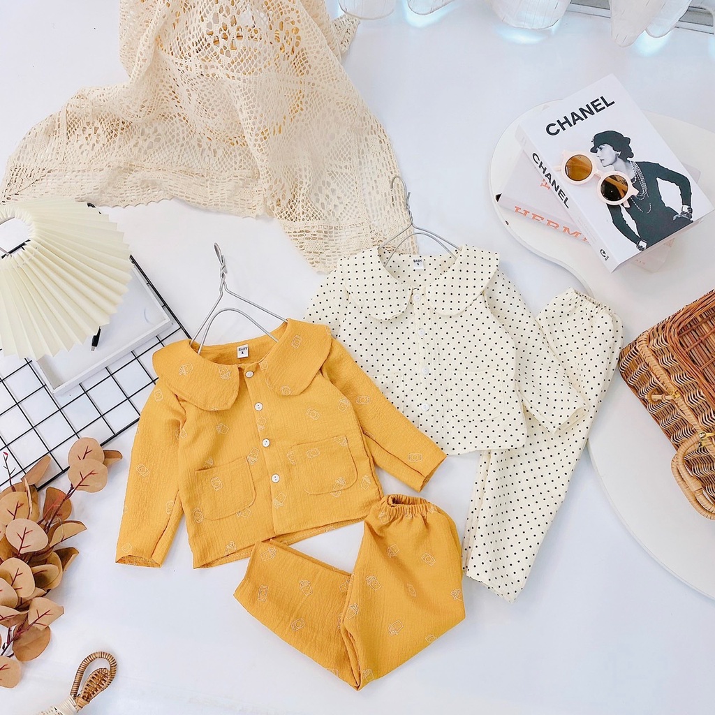 Pijama cho bé, combo 2 bộ pijama dài tay cho bé gái BD57-10