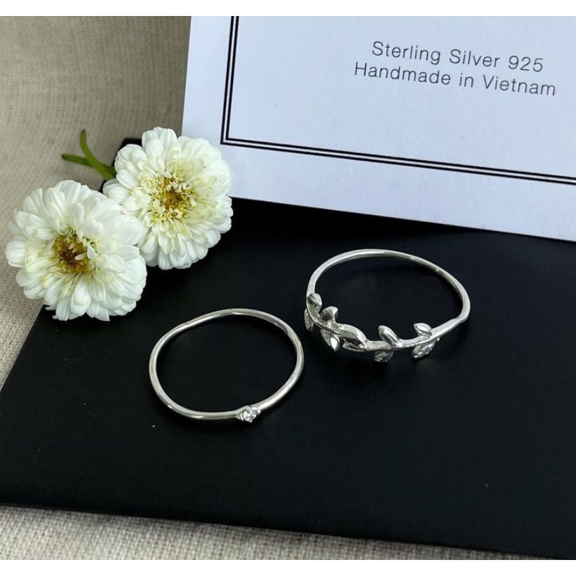 Nhẫn xoắn mảnh 1 đá BẠC S925 LANN R288