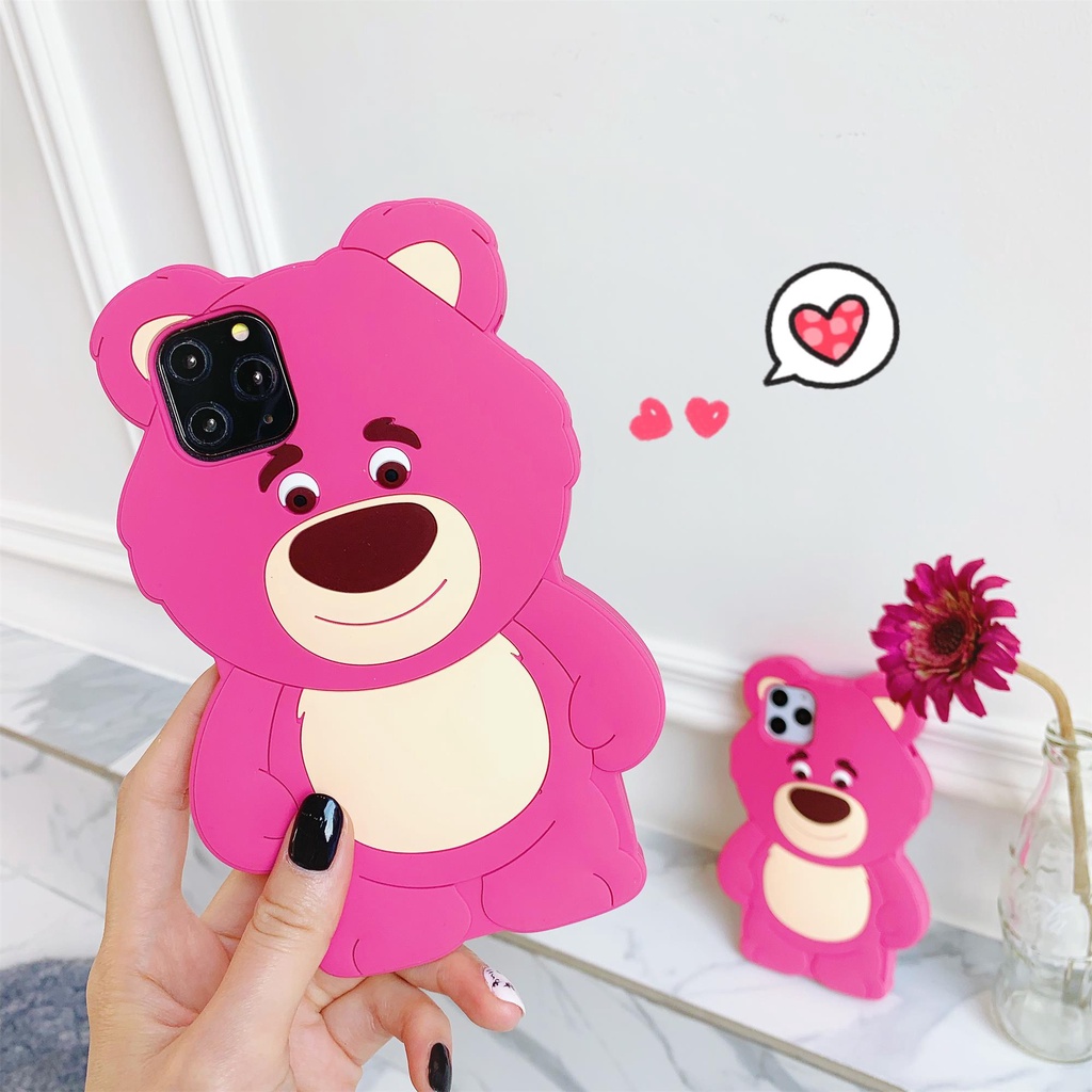 Ốp Điện Thoại Silicon Mềm Hình Gấu Lotso 3D Cho iPhone 14 13 12 11 Pro Max XR XS Max X 7 8 6 6S Plus