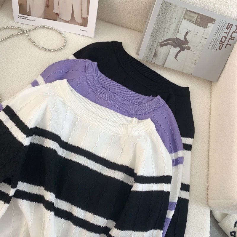 Áo Sweater Dệt Kim Mỏng Tay Dài Thời Trang Mùa Thu Cho Nữ