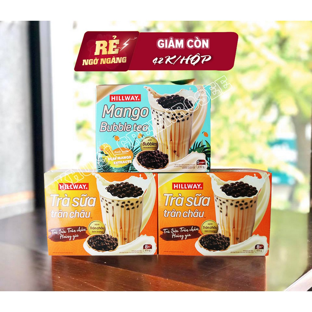 Trà Sữa Trân Châu Hoàng Gia HILLWAY Kèm Gói Trân Châu Bên Trong Pha 5 cốc