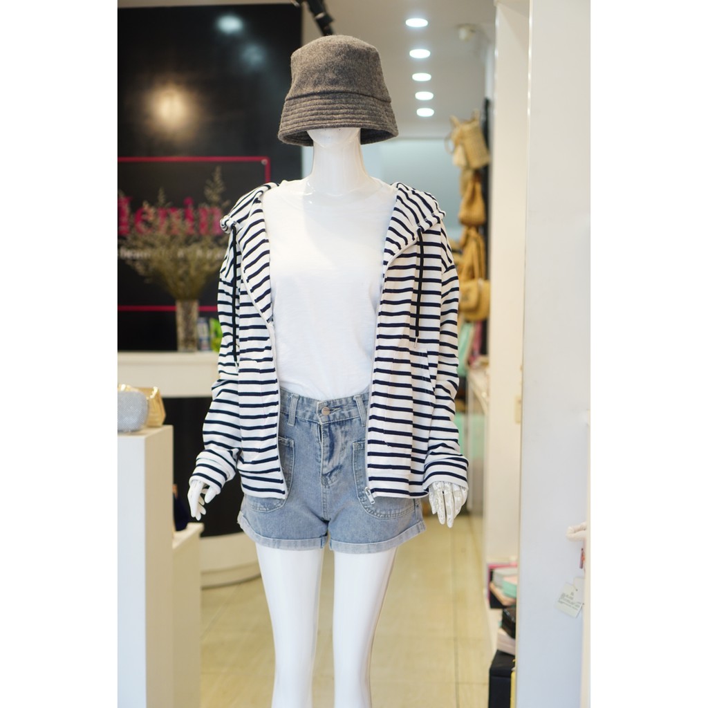 Áo Khoác Thun Menina Sọc 074 Trắng | BigBuy360 - bigbuy360.vn