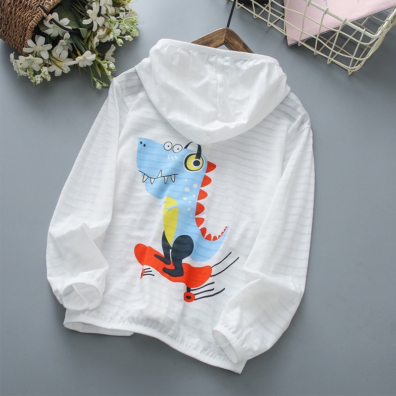Áo Khoác Chống Nắng Bằng Vải Cotton Mỏng Thoáng Khí Có Mũ Trùm Dành Cho Trẻ Em 90-150cm