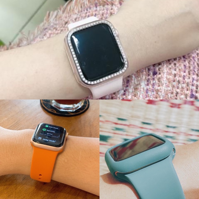 Combo 3 món: ốp hột+ dây+dán ppf đồng hồ iwatch 1/2/3/4/5 (size 38/40mm, 42/44mm)