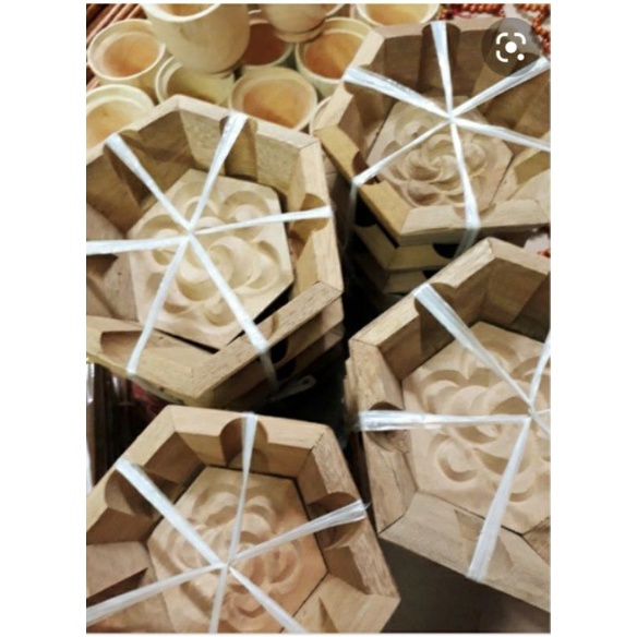 #Hot# Khuôn đóng xôi hình mặt hoa hồng bằng gỗ mộc an toàn - không phun, không ngâm tẩm - 3 cỡ khuôn đẹp, ảnh thật