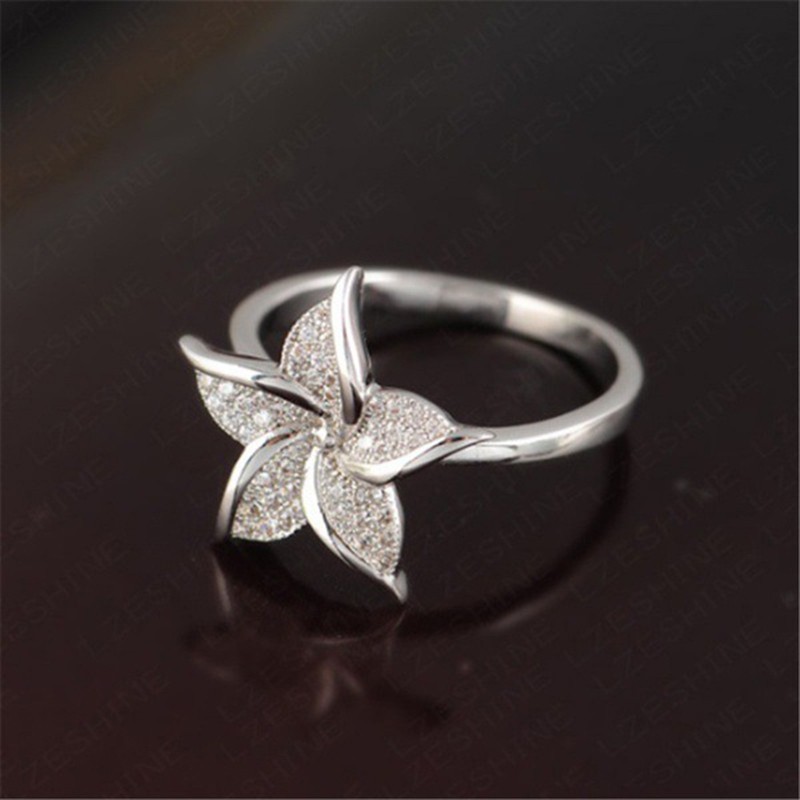 Aifei Jewellery Women Ring Flower Mosaic Diamond 925 Sterling Silver R1175